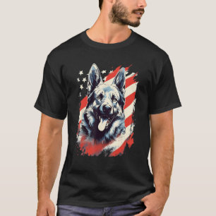 4. Juli US-Flagge Norwegischer Elchhund Hund T-Shirt