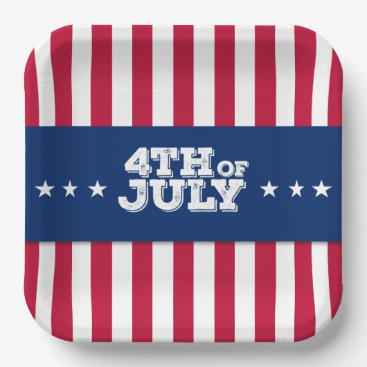 4. Juli US Flagge Pappteller (Vorderseite)