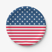 4. Juli US Flagge Rot Weiß und Blau Pappteller (Vorderseite)