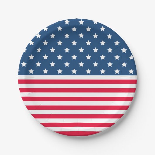 4. Juli US Flagge Rot Weiß und Blau Pappteller (Vorderseite)