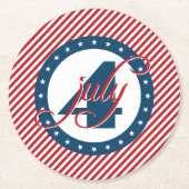 4. Juli US Flagge Runder Pappuntersetzer (Vorderseite)