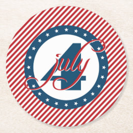 4. Juli US Flagge Runder Pappuntersetzer