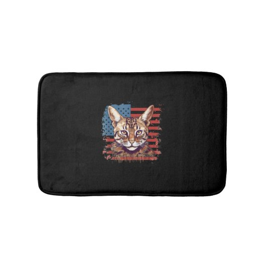 4. Juli US-Flagge Savannah Cat Badematte (Vorderseite)