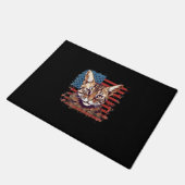 4. Juli US-Flagge Savannah Cat Fußmatte (Schrägansicht)