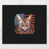 4. Juli US-Flagge Savannah Cat Schaumweinetikett (Einzelnes Label)