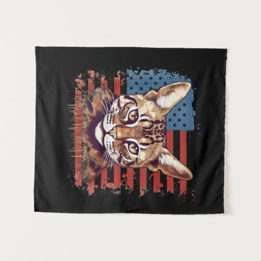 4. Juli US-Flagge Savannah Cat Wandteppich (Vorderseite (Horizontal))