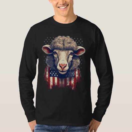 4. Juli US-Flagge Schaf 1 T-Shirt (Vorderseite)