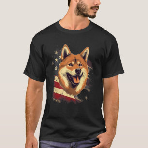 4. Juli US-Flagge Schwarz und tan Shiba Inu T-Shirt