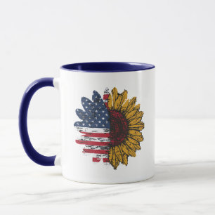 4. Juli US-Flagge Sonnenblumen Unabhängigkeit Idee Tasse
