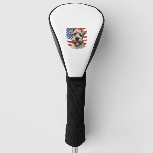 4. Juli US-Flagge weich überzogen Wheaten Terrier Golf Headcover (Vorderseite)
