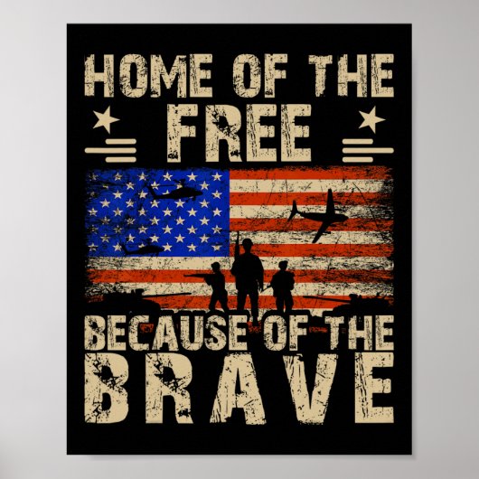 4. Juli US-Flagge - Zuhause der freien wegen Poster (Vorne)