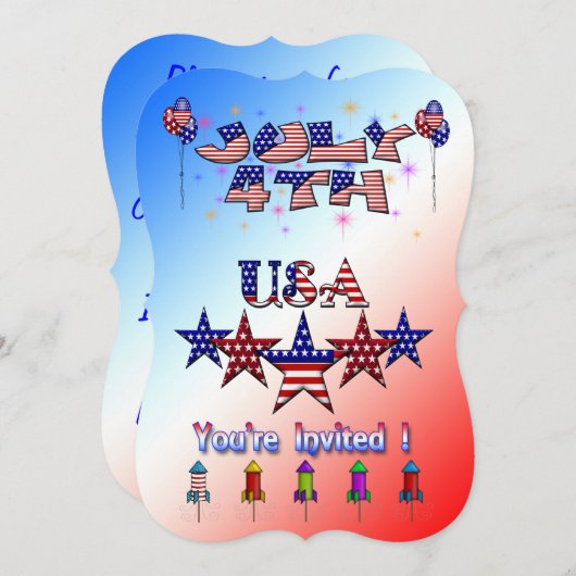 4. Juli US-Party Einladung (Vorne/Hinten)