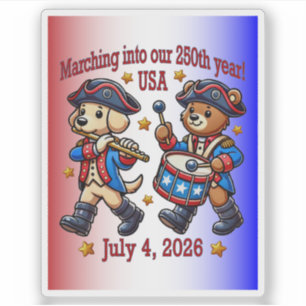 4. Juli USA 250. Jahrestag Halbjahr Aufkleber