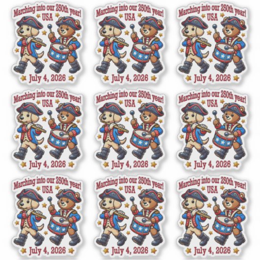 4. Juli USA 250. Jahrestag Halbjahr Aufkleber (Vorderseite)