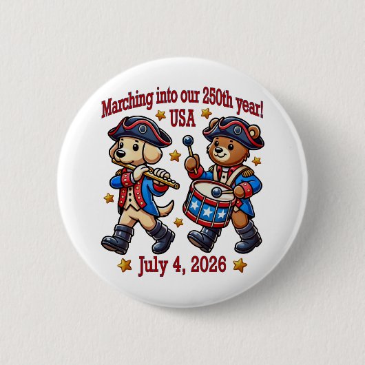 4. Juli USA 250. Jahrestag Halbjahr Button (Vorderseite)