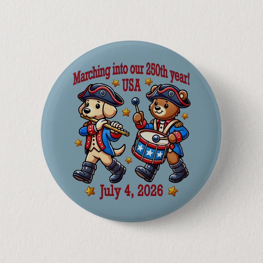 4. Juli USA 250. Jahrestag Halbjahr Button (Vorderseite)