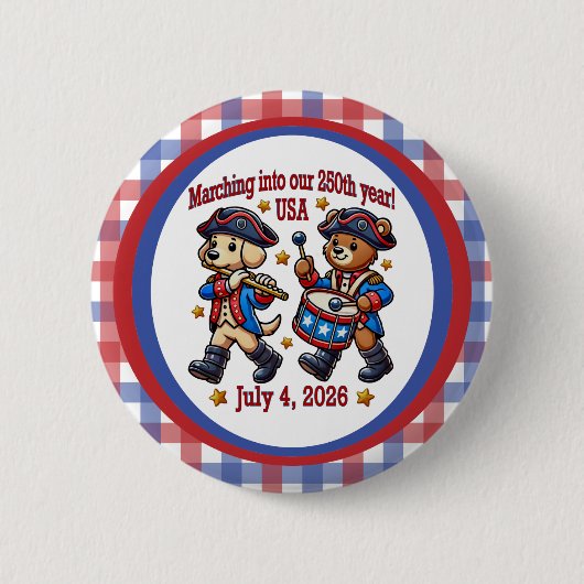 4. Juli USA 250. Jahrestag Halbjahr Button (Vorderseite)