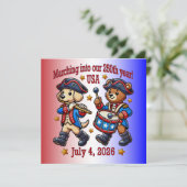 4. Juli USA 250. Jahrestag Halbjahr Einladung (Stehend Vorderseite)