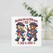 4. Juli USA 250. Jahrestag Halbjahr Einladung (Stehend Vorderseite)