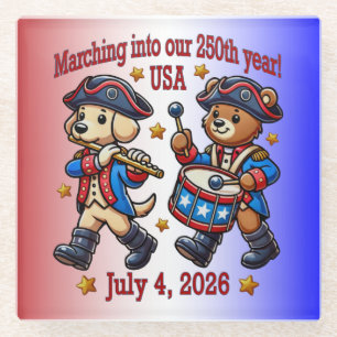 4. Juli USA 250. Jahrestag Halbjahr Glasuntersetzer