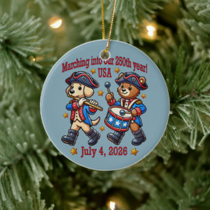 4. Juli USA 250. Jahrestag Halbjahr Keramik Ornament