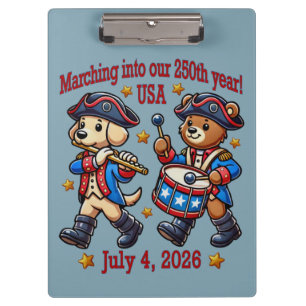 4. Juli USA 250. Jubiläum Semiquincentennial Klemmbrett