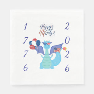 4. Juli USA 250. Jubiläumsfeier Drache Serviette