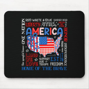 4. Juli USA American Map Coquette Bow Patrioti Mousepad