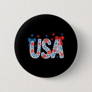 4. Juli USA-Blume Unabhängigkeitstag Patriotisch 4 Button