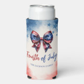 4. Juli USA Bow Patriotic Selters Dosenkühler (Seltzer Vorderseite)