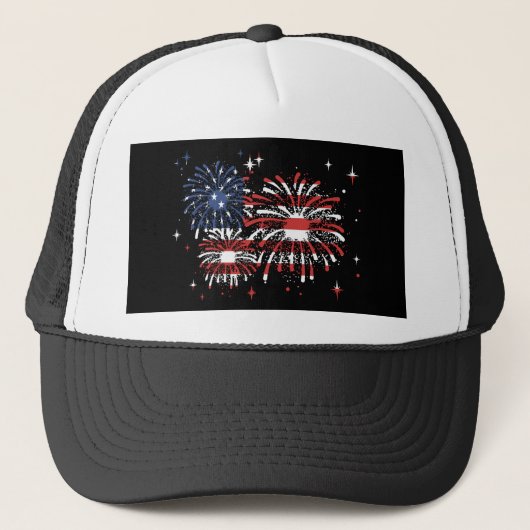 4. Juli USA Feuerwerk Truckerkappe (Vorderseite)