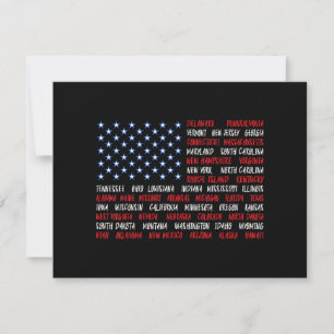 4. Juli USA Flag Alle 50 Staat Namen Feiertagskarte