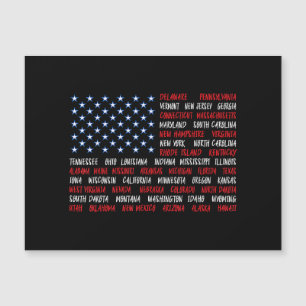 4. Juli USA Flag Alle 50 Staat Namen Magnetkarte
