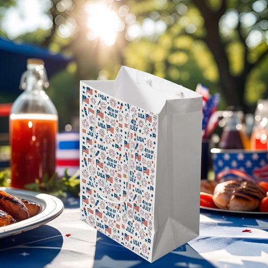 4. Juli | USA Flag, Fireworks & Stars Mittlere Geschenktüte