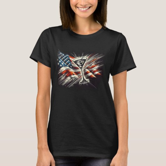 4. Juli USA Flag Funny Cocktail T-Shirt (Vorderseite)