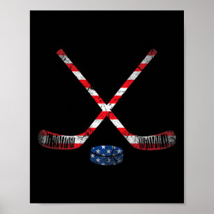 4. Juli USA Flag Hockey Patriotic Hockey Lover Poster