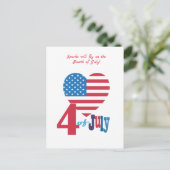 4. Juli USA Flag Patriotisches Herz Postkarte (Stehend Vorderseite)