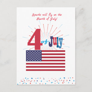 4. Juli USA Flag Patriotisches Herz Postkarte