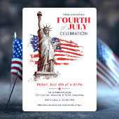 4. Juli USA Flag & Statue of Liberty Illustration Einladung