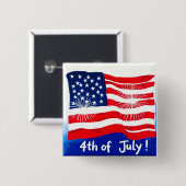 4. Juli USA-Flagge #1 Button (Vorne & Hinten)
