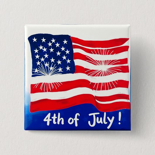 4. Juli USA-Flagge #1 Button (Vorderseite)