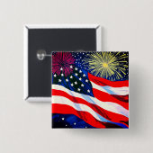4. Juli USA-Flagge #2 Button (Vorne & Hinten)
