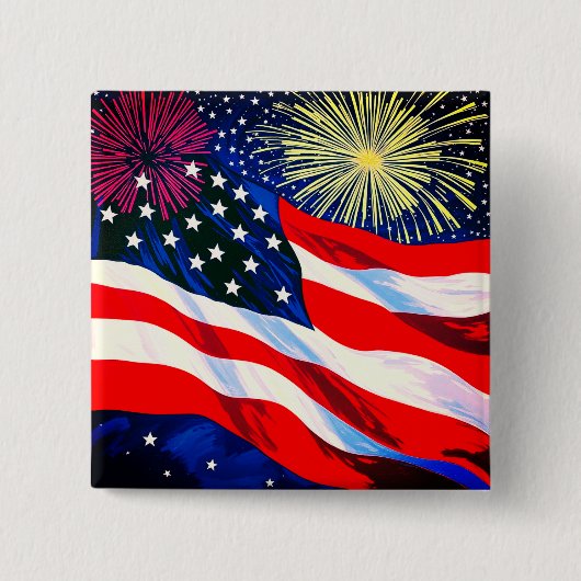 4. Juli USA-Flagge #2 Button (Vorderseite)
