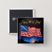 4. Juli USA-Flagge #3 Button (Vorne & Hinten)