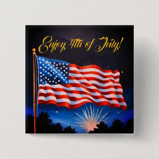 4. Juli USA-Flagge #3 Button (Vorderseite)