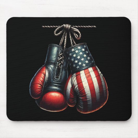 4. Juli USA-Flagge Boxhandschuhe für Boxer-Trainin Mousepad (Vorne)