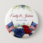 4. Juli USA-Flagge Hochzeit Button (Vorderseite)
