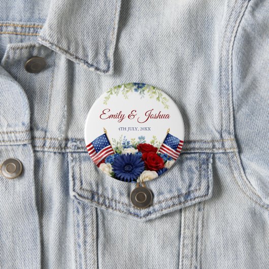 4. Juli USA-Flagge Hochzeit Button (Beispiel)