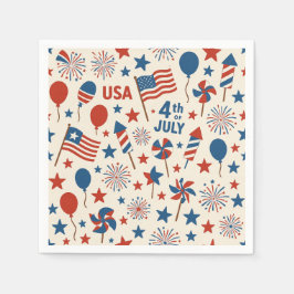 4. Juli USA Flagge Patriotisches Party Napkins Serviette