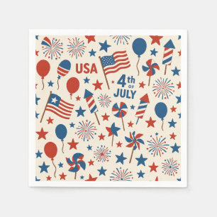 4. Juli USA Flagge Patriotisches Party Napkins Serviette